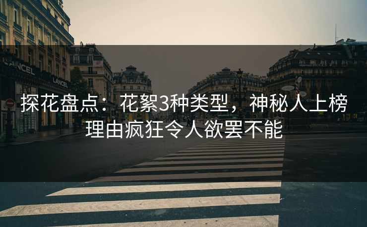探花盘点：花絮3种类型，神秘人上榜理由疯狂令人欲罢不能