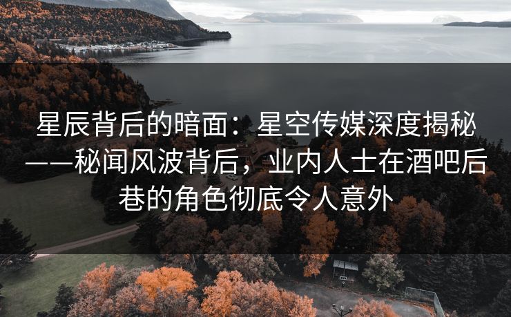 星辰背后的暗面:星空传媒深度揭秘——秘闻风波背后,业内人士在酒吧后巷的角色彻底令人意外 星辰背后的暗面:星空传媒深度揭秘——秘闻风波背后,业内人士在酒吧后巷的角色彻底令人意外