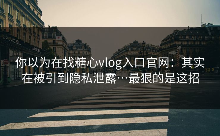 你以为在找糖心vlog入口官网：其实在被引到隐私泄露…最狠的是这招